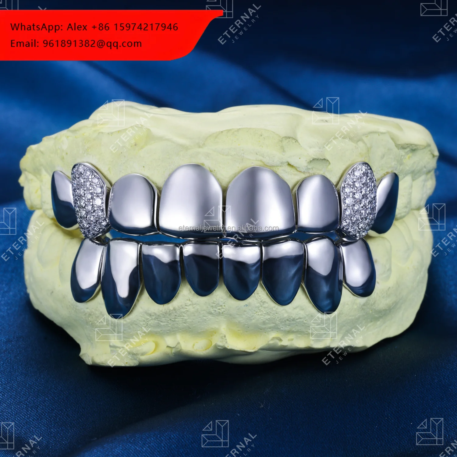 

Factory Custom Women Men Top Bottom 2 4 6 8 10 Real S925 Solid Silver 10K 14K 18K Solid Gold Moissanite Diamond Teeth Grillz