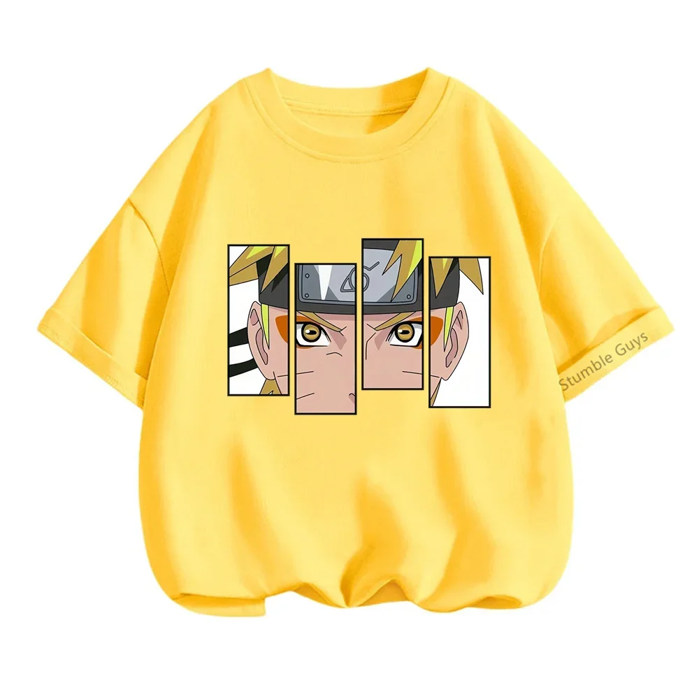 Summer Kids Narutos T-shirt Casual 2024 New Kakashi Tshirt Sportswear Cartoon T-shirt Boys Tops Girls 3-14 Years Teen Clothes