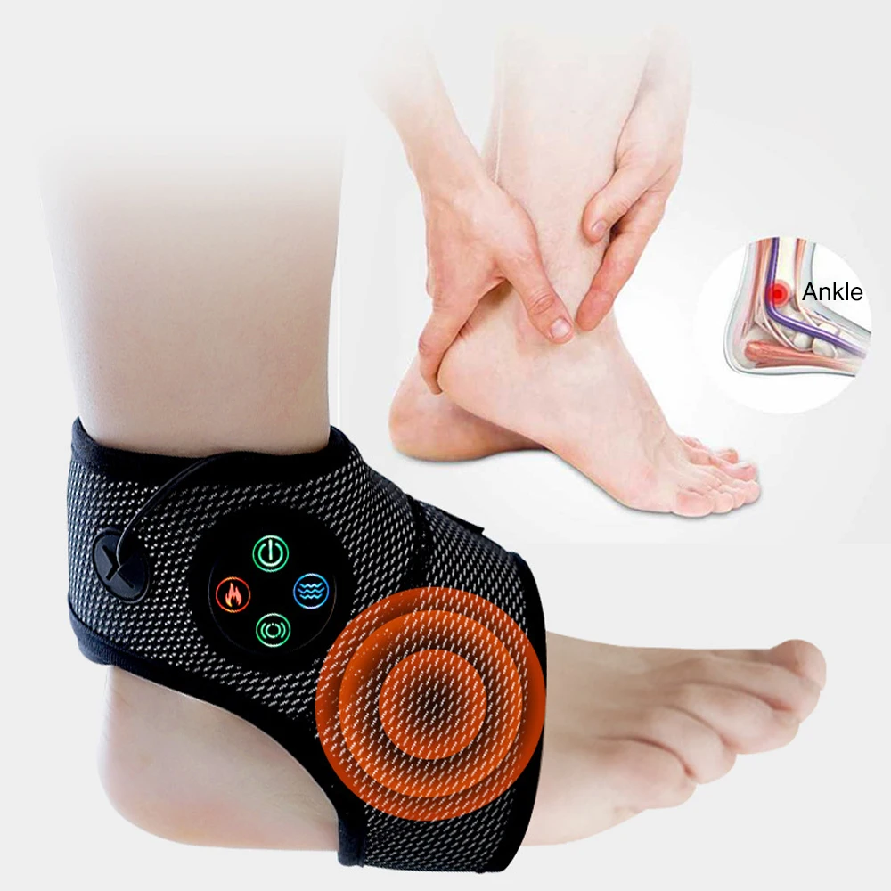 Electric Ankle Massager Smart Air Pressure Ankle Heating Pad Foot Vibrating Heating Brace For Relieving Achilles Tendonitis