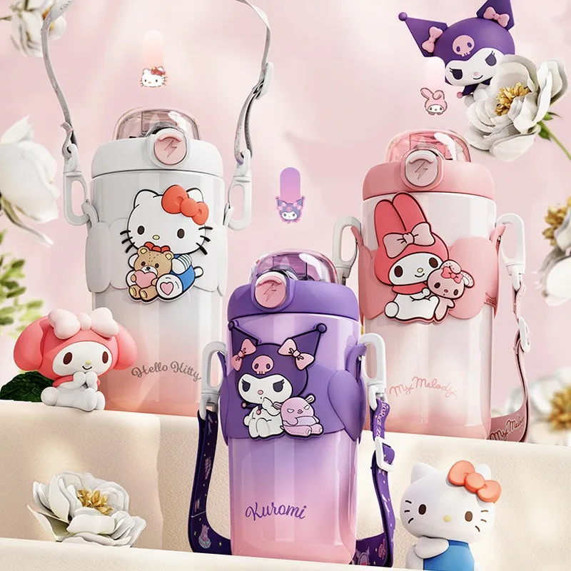 

Sanrio мультфильм Kuromi 316, изолированная чашка из нержавеющей стали, Kawaii Pochacco Cinnamoroll, студенческая портативная чашка для воды