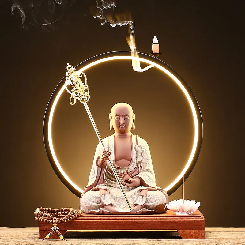 Buddha Bakhoor Burner Incense Waterfall Perfume Buddhist Supplies Support Incense Burner Holder Quemador Inciensos Home Decor