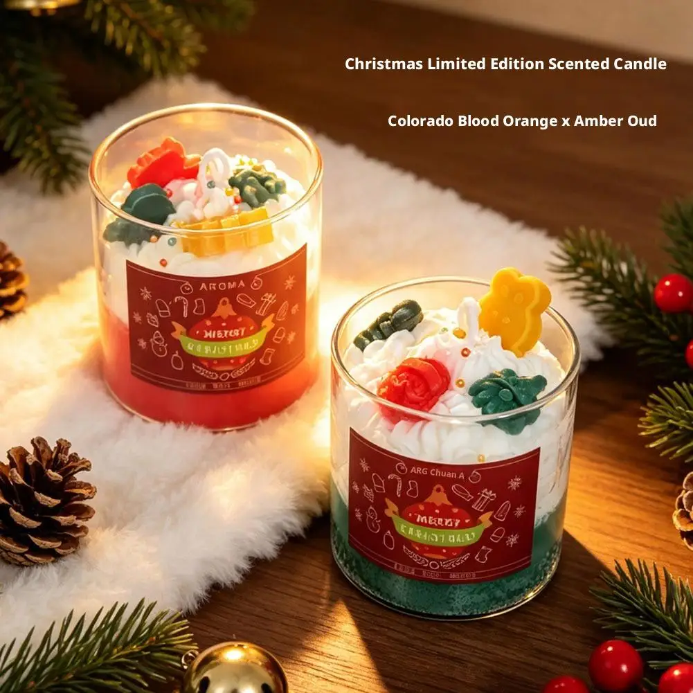 Christmas Scented Candle Glass Cup Soy Wax Santa Tree Snowman Reindeer Gift Home Decoration Holiday Aromatherapy Candle 2027