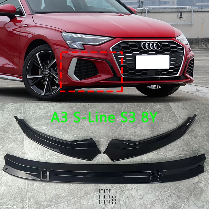 アウディ S3 A3 Sライン 8Y フロントリップ スプリッター アウディ A3 S ライン S3 A3 8Y 2020-2024 車のフロントバンパー