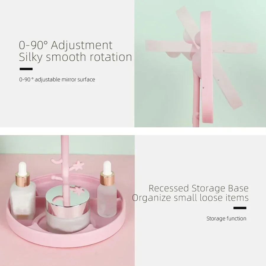 LED Vanity Mirror Intelligent Adjustable Monochrom Makeup Mirror 3color Light Desktop Fill Light Mirror One Touch Charging Model