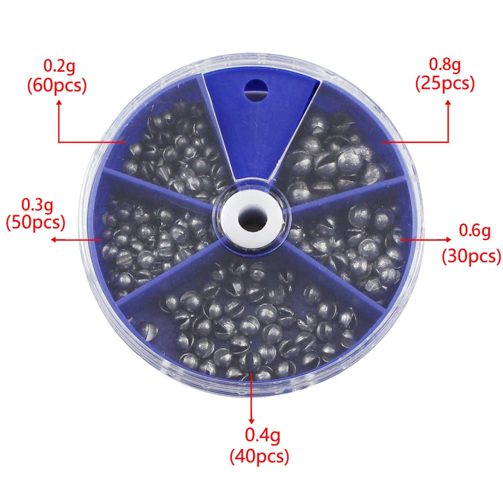 1 Set (205 Stück) Bleianhänger mit runder Öffnung, Senkblei, Angelzubehör für Jig-Rigs, abnehmbares Senkblei, Angelzubehör – Detail 4