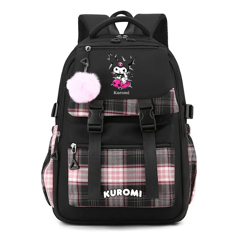 Kuromi-Mochila de dibujos animados para niño y niña, morral diario para ordenador portátil, adolescentes, Mochila escolar de viaje