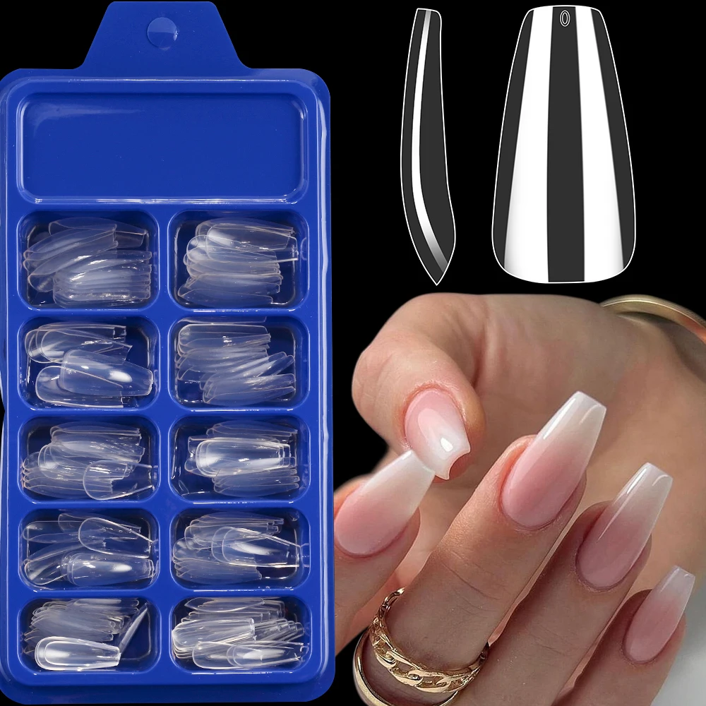 Faux ongles transparents en amande/carrée/Ballet, pointes artificielles en acrylique, couverture complète, outil d'extension de manucure, 120 pièces