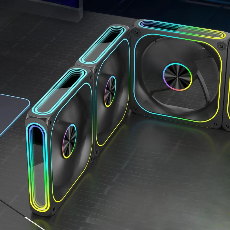 Fan 12cm computer host ARGB three-sided mirror pwm silent high-performance cooling fan