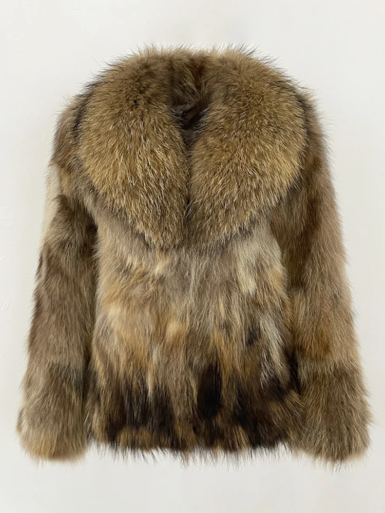 Women Fur Splicing Outerwear Classic Thick Clothing2025 New Fashion Winter Warm Real Fur Coat Natural Fox Fur Jacket