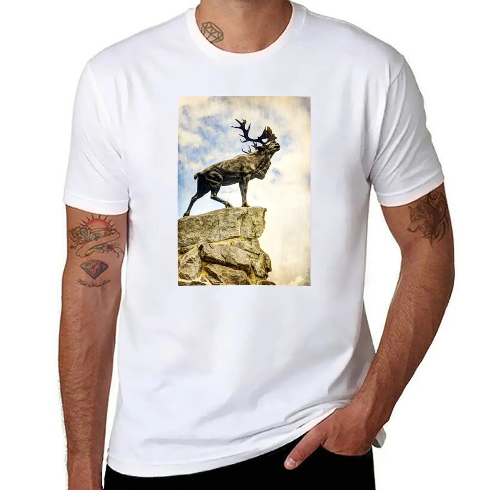 

Beaumont-Hamel version Caribou cotton at - man vintage t shirts cotton T-Shirt pack for shirts Newfoundland funny t