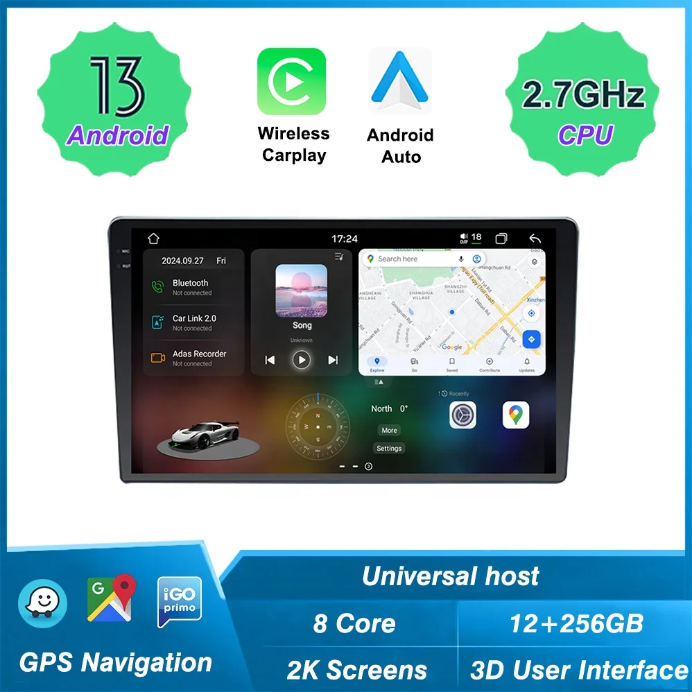3D Real-time Dynamic Driving UIS 7870 12+256GB 2K Screen Android Car Radio  Navigation 9/10 Inch Universal Host