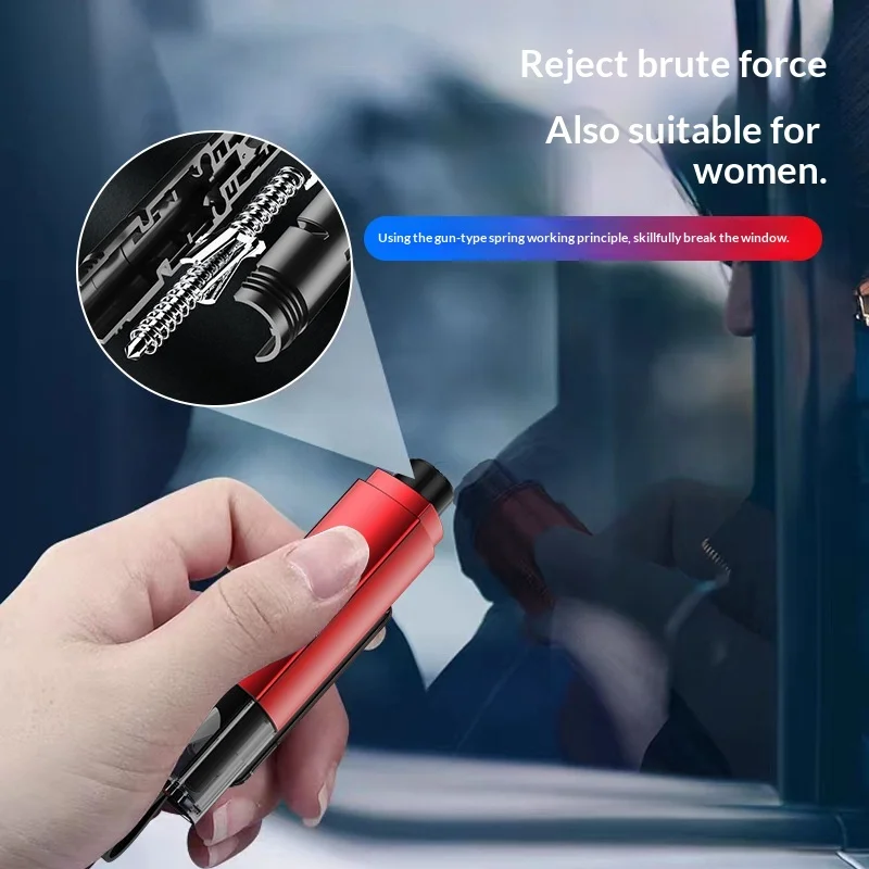 2-In-1 Durable Alloy Car Safety Hammer Seat Belt Cutter Window Glass Breaking Tool for Driver Escape Emergency