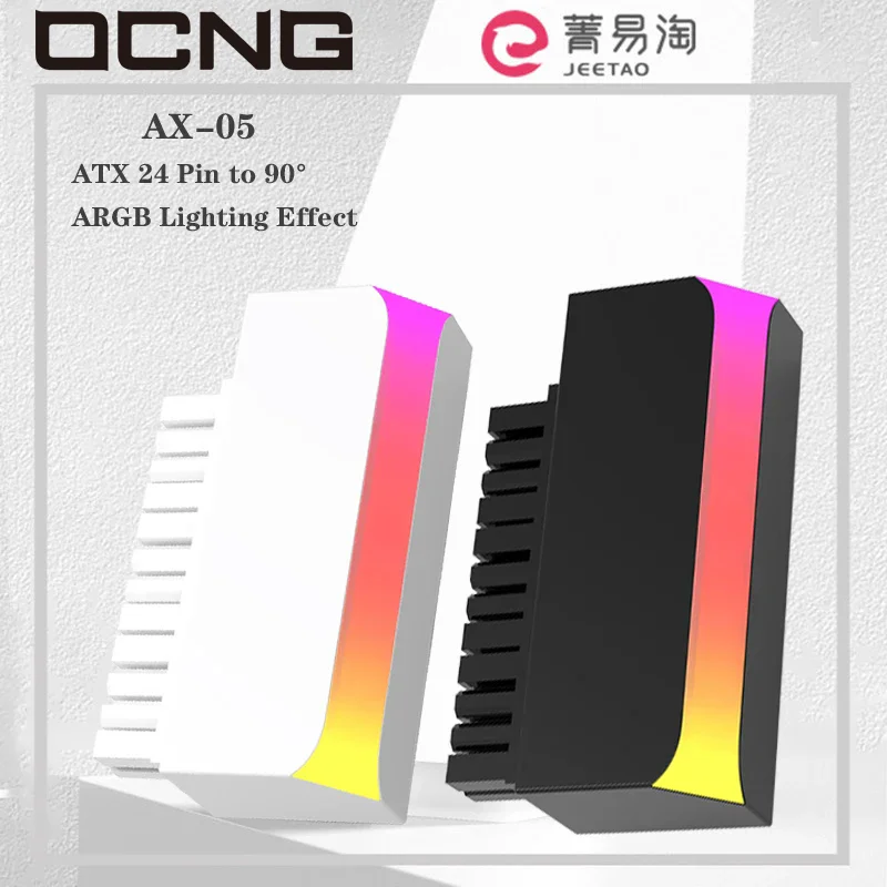 

OCNG AX-05 ATX 24 Pin to 90° ARGB Power Plug Adapter Motherboard Power Supply Cable Connectors Modular DIY Mounting Accessessory