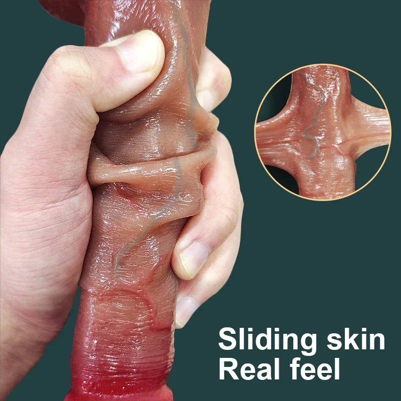 Super Realistic Sliding Skin Dildo Big Soft Penis Adults Cock Suction Cup Anal Sex Toys For Woman G-Spot Couples Masturabation