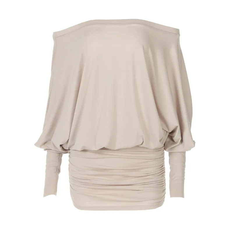 Mini robe transparente à épaules dénudées pour femmes, Sexy, manches longues, froncée, Slim, robes de soirée, couleur unie, moulante, tenue de discothèque