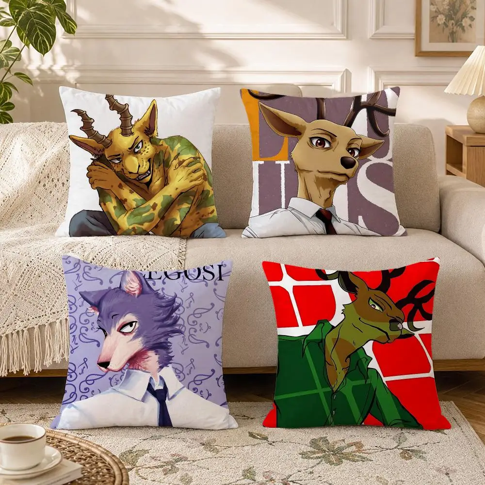 Anime BEASTARS Cushion Cover Soft Square Throw Pillow Covers Set for Sofa Bedroom Car Home Decoration