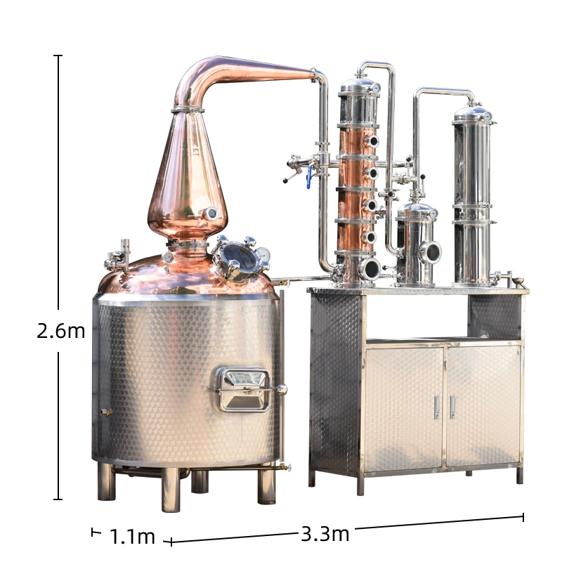 300L/500L/1000L Whiskey Brandy Red Copper Column Distiller Large Winery Brewing Equipment Hydrolysate Steamer Dibosh