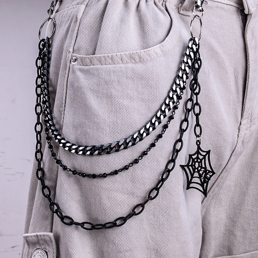 Halloween Spider Web Pants Chain Women Men Pocket Chain Belt Trousers Jeans Chain Jewelry Punk Accessories