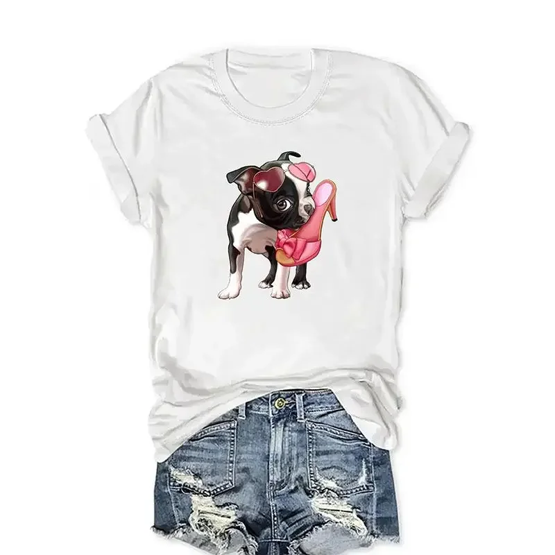 기린 만화 패턴 티셔츠 소매 패션 캐주얼 스포츠 기본 의류 하라주쿠 스타일 여름 여성 그래픽 티셔츠