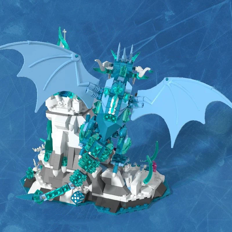 Idea filme jogo bloco de construção dragão gelo osso geada monarca castelo construção tijolo modelo conjuntos brinquedos coleção para presente