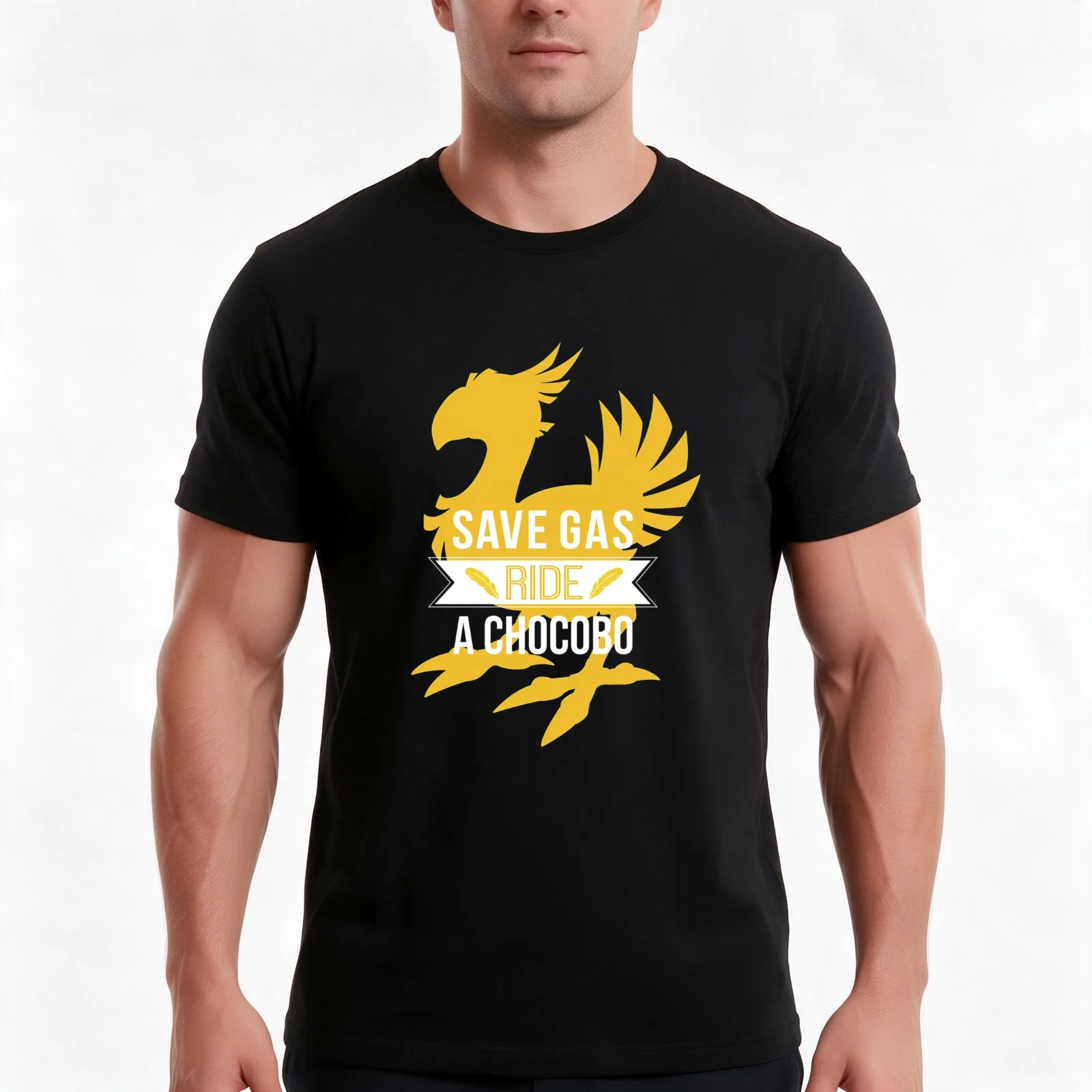 Save Gas Ride a Chocobo T-Shirt Summer Casual Cotton Tee Oversized Streetwear Tops Vintage Graphic Print Unisex Men Women
