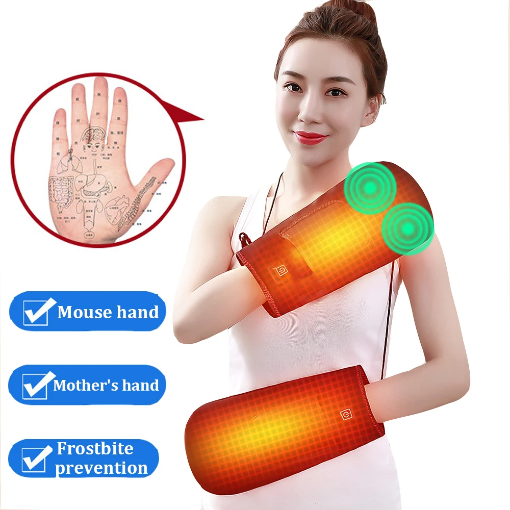 Electric Hand Massager with Heating Vibration Massage Finger Wrist SPA Hot Compress physiotherapy Relax Pain Relief Warm Gloves