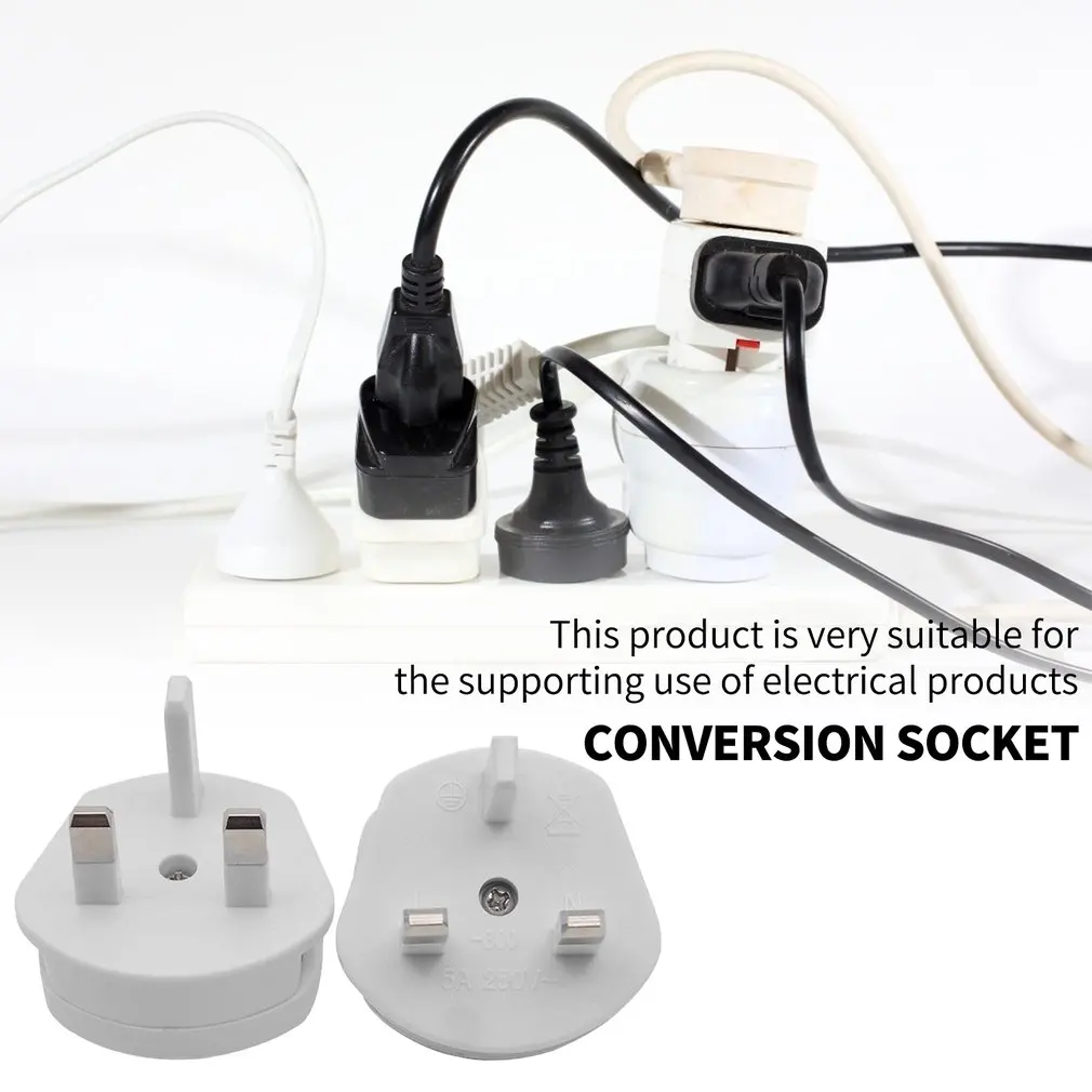 Adapter Plug US EU To UK 2 Pin To 3 Pin 1A Fuse For Shaver Conversion Plugs Practical Multifunctional Charging Adapters