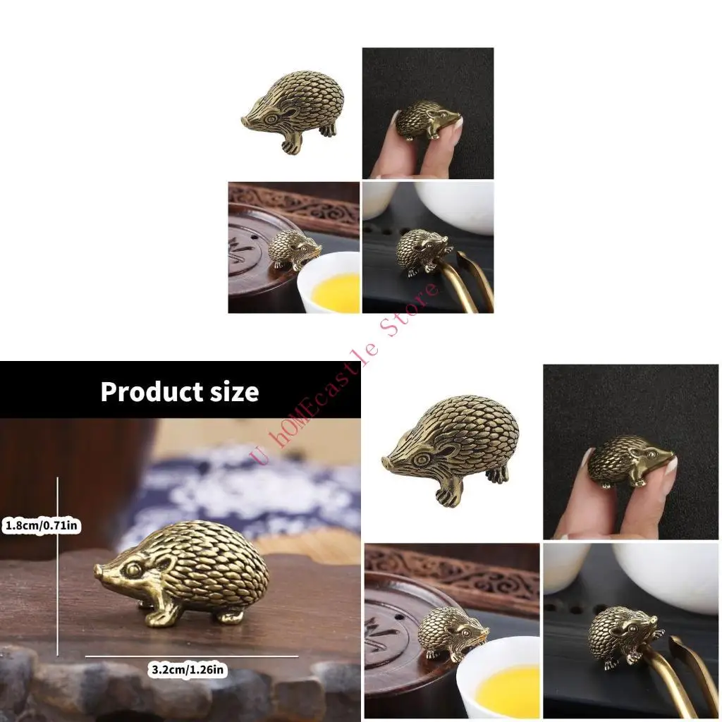 63HF Brass Hedgehog Miniature Figurine Decoration Enhancing Ambiances In Office Entryway Lounges Area Fengshuis Ornament