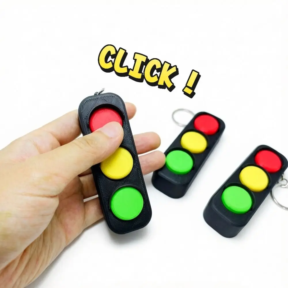 3D Printed Fidget Clicker Keychain Portable Lightweight Traffic Light Fidget Pleasant Touch Sleek Surface Mini Fidget