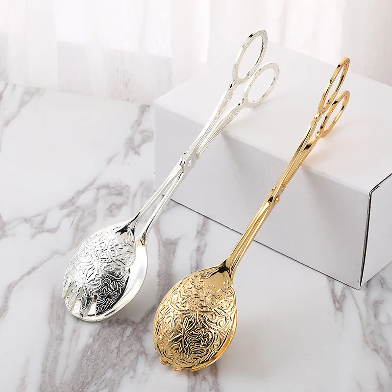 Zinc alloy metal spoon salad clip exquisite party self-service clip tray cake birthday party tableware clip multifunctional