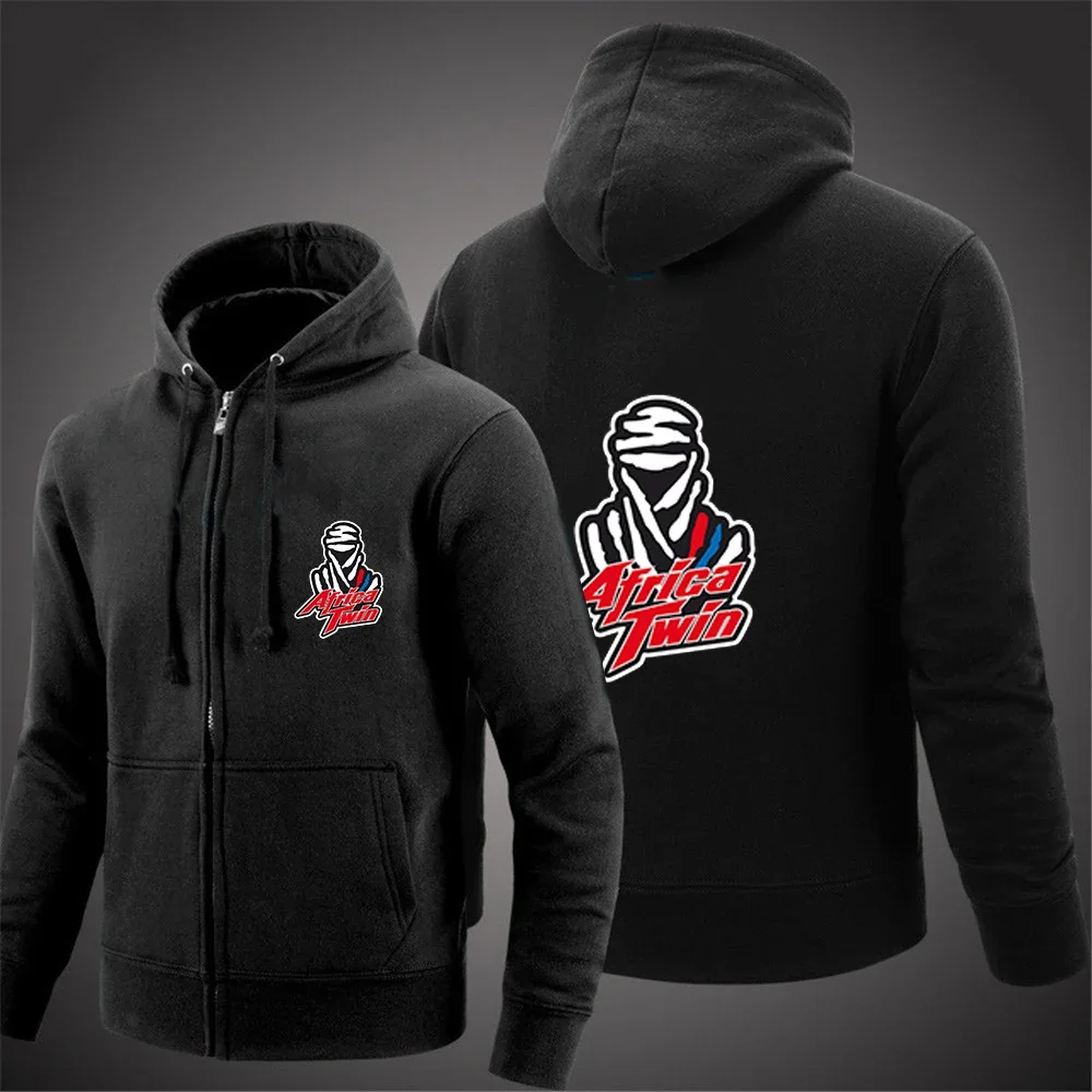 2024 Spring Autumn Men's Africa Twin Crf 1000 L Crf1000 Logo Print Solid Color Hooded Sweatershirt Popular Zipper Cotton Hoodies