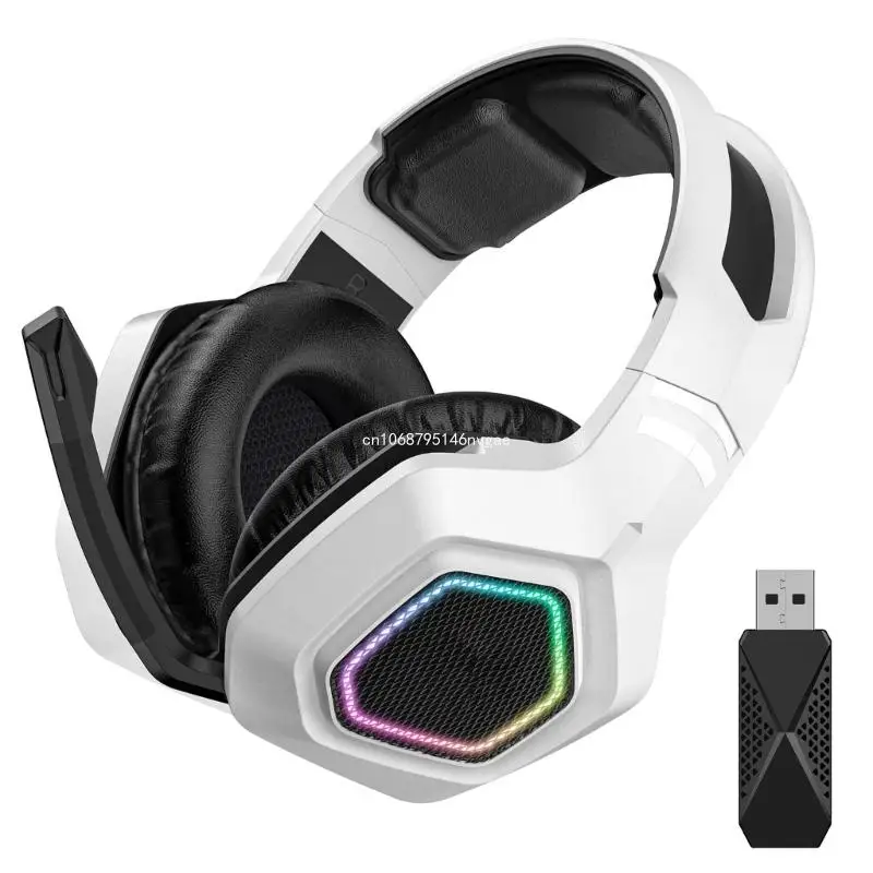 Wireless Gaming Headsets With Microphone LED Light 2.4Ghz Bluetooth-compatible Headphone Over Ear Deeper Bass for New Dropship