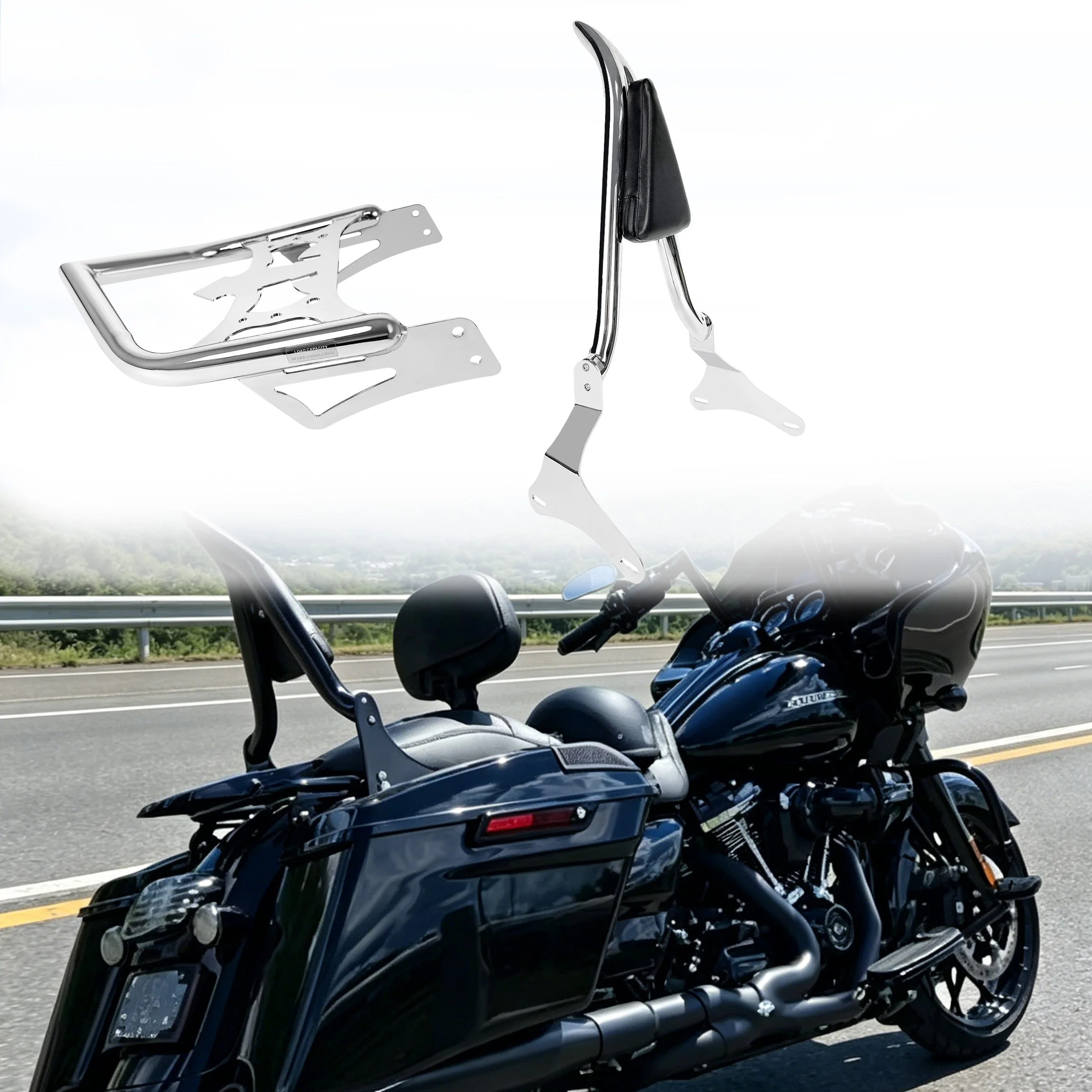 

For Kawasaki Vulcan VN 1700 Vaquero VN1700 2011-2025 Detachables Motorcycle Rear Backrest Passenger Sissy Bar With Luggage Rack
