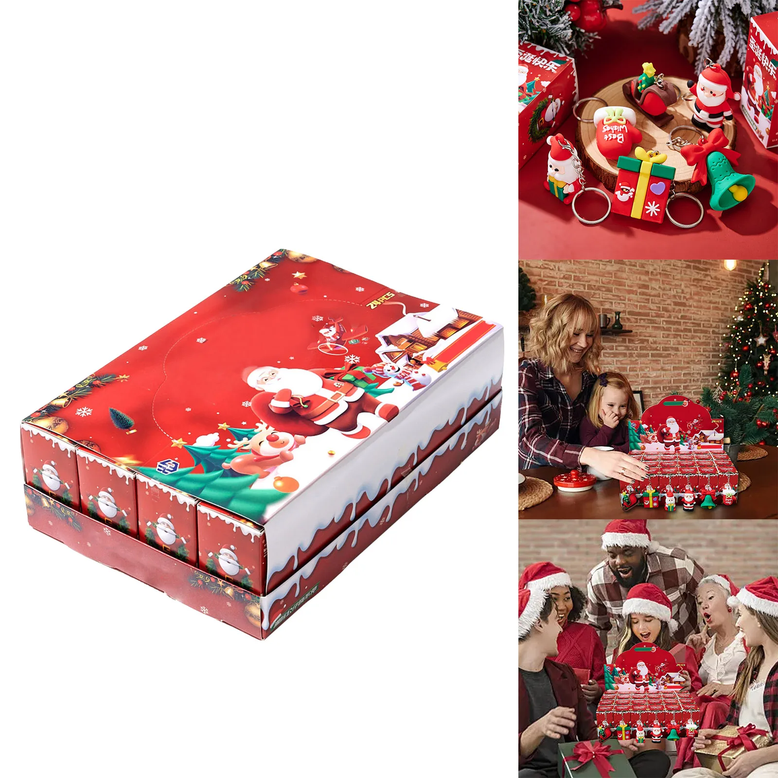 Countdown to Christmas Advent Calendar with Chocolate 24 Box Christmas Keychain Cute Christmas Electric Cooking Pot with Timer