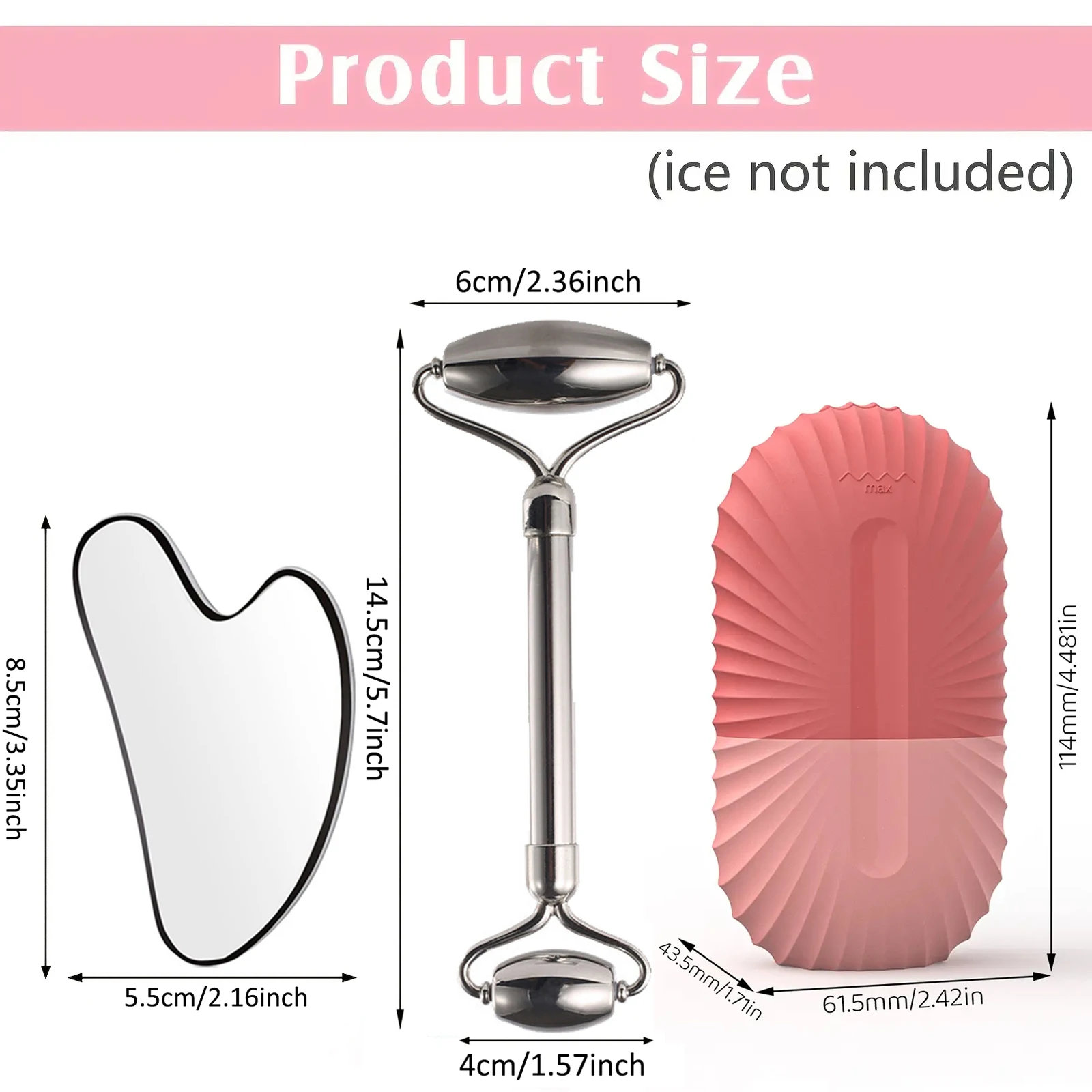 3 stücke Eis Gesicht Roller Gesichts Hautpflege Ice Roller Set Edelstahl Gesichts Roller Gua Sha Gesicht Werkzeug Set, hautpflege Werkzeug Schönheit