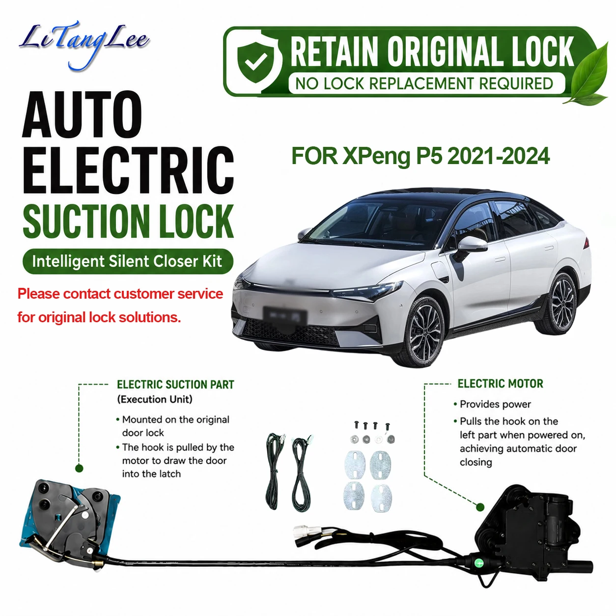 For XPeng P5 2021-2024 Auto Electric Soft Close Door Kit Plug & Play Automatic Door Closing System No Lock Replacement