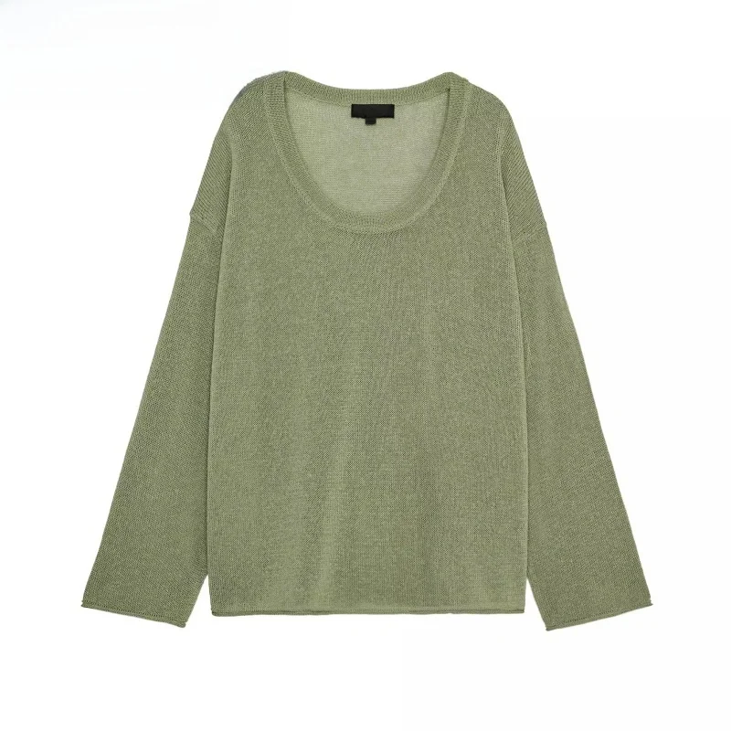 

Simple Casual Long Sve round Ne Knitted Sweater New Summer Collection Women's Faion Commute Sle Loose Fit Color