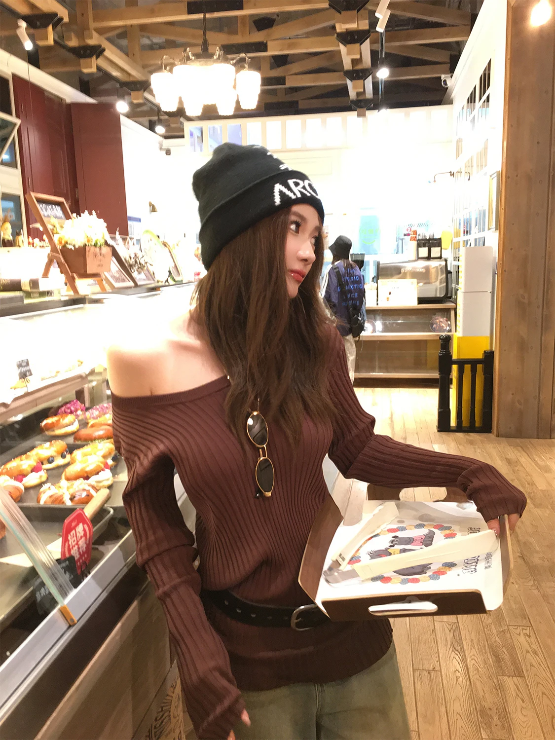 

Xinlei Lin Girl And Poem Private Item M6 Diagonal oulder Long Sve Knitted Sweater Overhead Base Layer Soft Viscose Nylon
