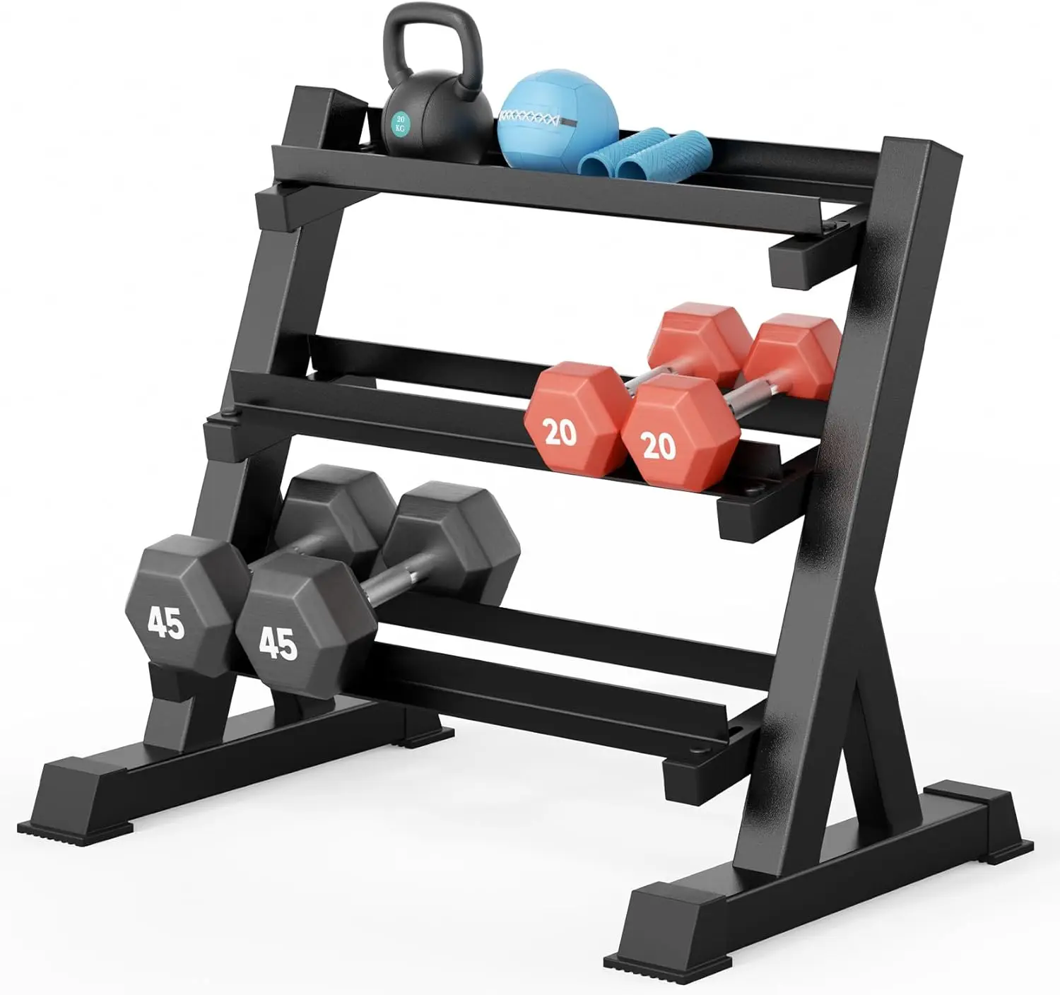 

3 Tier Dumbbell Rack - Adjustable Width, Heavy Duty 1100LBS Capacity, Space-Saving Storage Stand for Home Gym