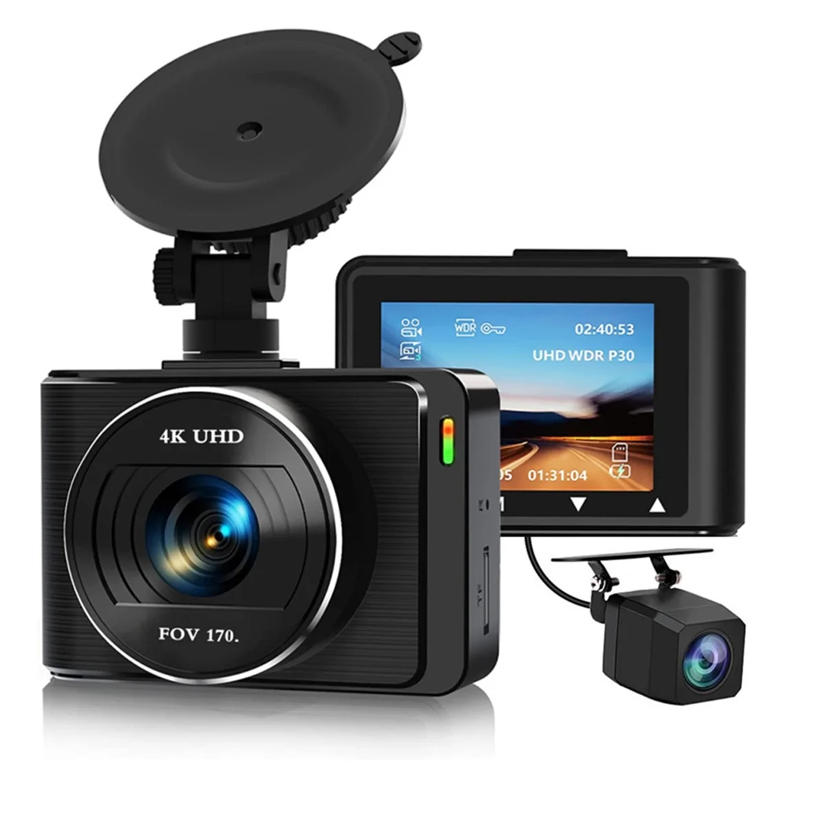 Car Dash Camera, 4K 1080p Dash Cam Front Rear WiFi Recorder Camera for Cars with App Control, G-Sensor, Loop Recording YDH