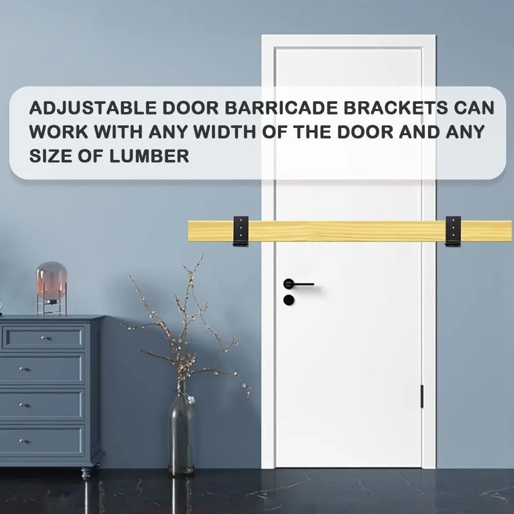 

Carbon Steel Drop Open Bar Holder Heavy Duty U Shape Adjustable Door Barricade Brackets Rust Resistant Reinforced Door Support
