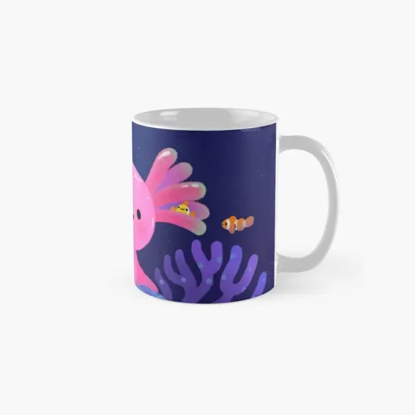 Coral Axolotl Classic  Mug Gifts Photo Coffee Image Handle Round Simple Picture Cup Design Printed Drinkware Tea