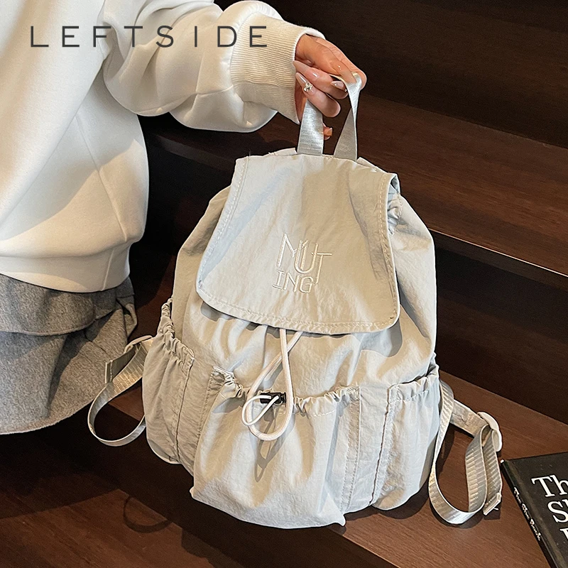 

LEFTSIDE Women's Cloth Solid Color Backpacks 2025 New in Fashion Summer Backpack for Teens​​ Girls School Bag Cute Back Pack
