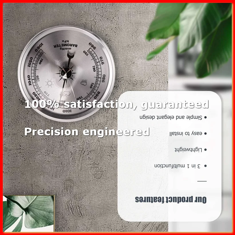 for Home Pressure Gauge Weather Station Metal Wall Hanging Barometer Atmospheric Multifunction Thermometer Hygrometer Portable