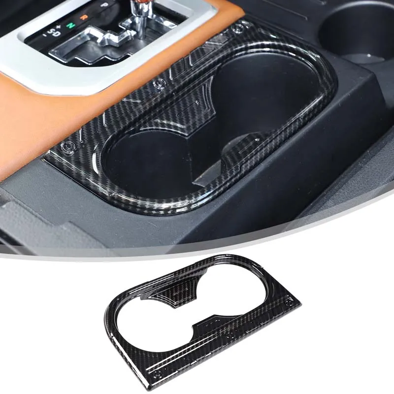 

For Toyota Tundra 2014-2021 Car Center Console Cup Holder Decorative Frame ABS Carbon Fiber/Sub Black Car Interior Accessories