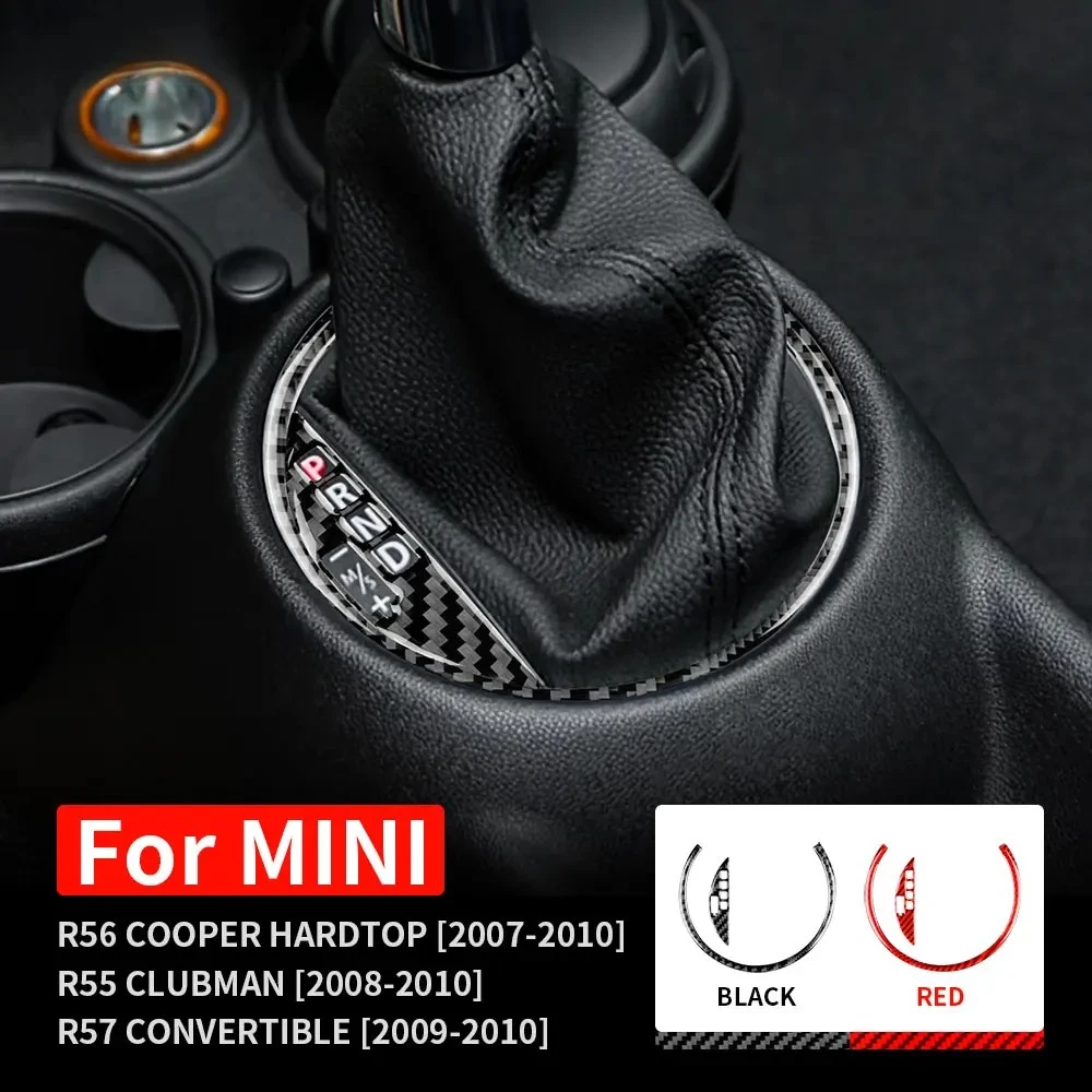 Carbon Fiber for Mini Cooper Hardtop R56 Clubman R55 Convertible R57 Accessories Car Gear Shift Panel Cover Interior Sticker
