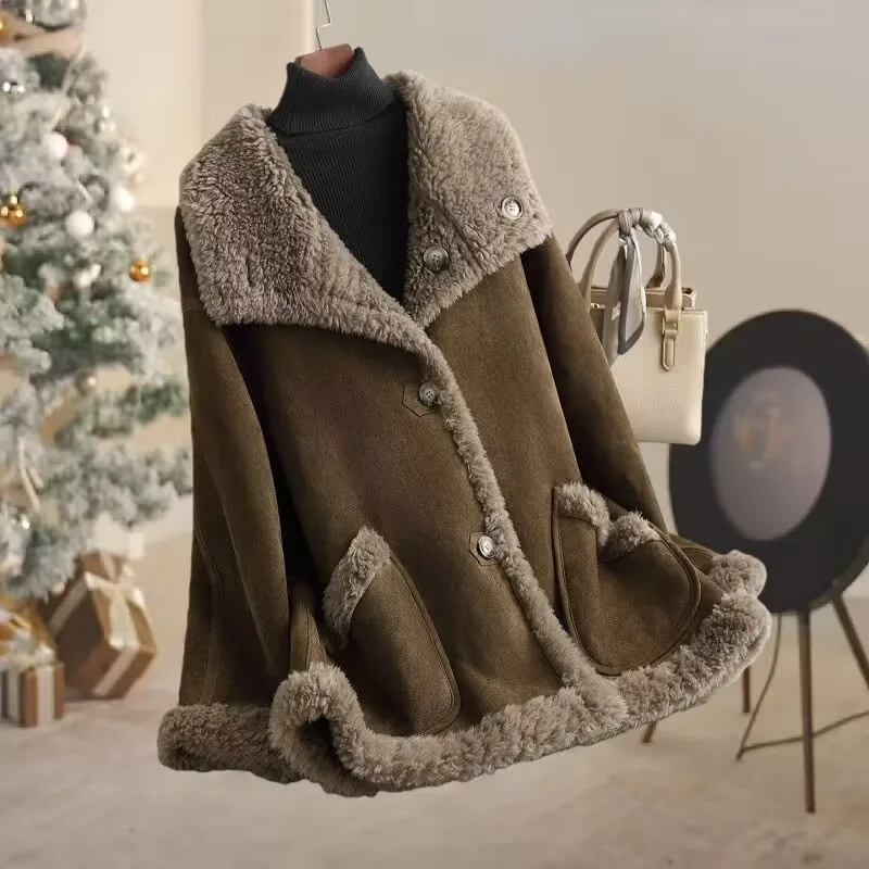 Double Sided Fur One-Piece Coat For Women Mid To Long Winter 2025 New Model Imitation Lamb Fur Thickened Winter Women's Coat