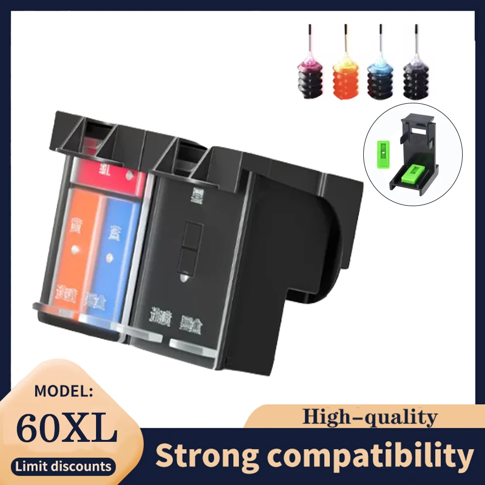 Vilaxh Compatible 60XL Ink Cartridge Black & Color For HP 60 XL CC641WN CC644WN Deskjet F2480 F4480 F4580 F4280 D2530 C4680 High