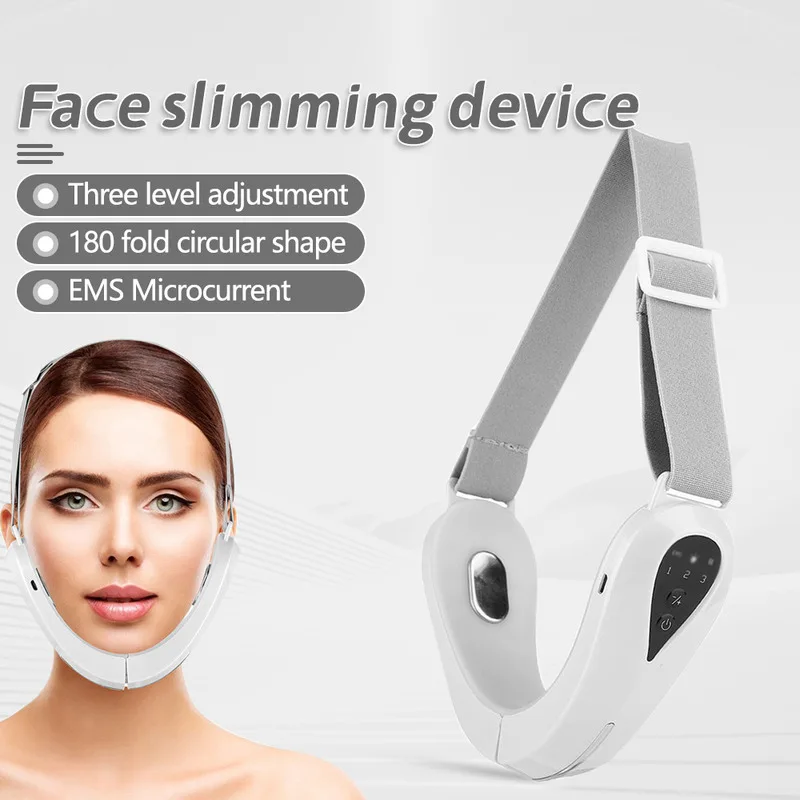 Intelligent Face Lifting Device V Face Therapy Beauty Instrument Vibration Facial Massager Face Slimming Double Chin Removal