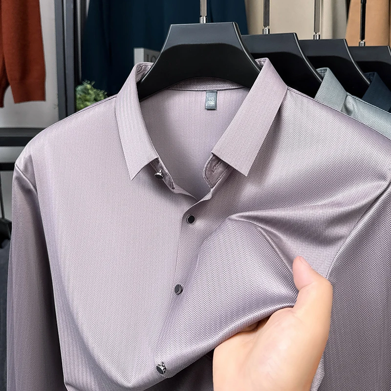 Premium Men's Stretch Dress Shirts Muscle Fit Wrinkle Free Long Sleeve Slim Fit Button Down Shirt Business Casual Shirts for Men